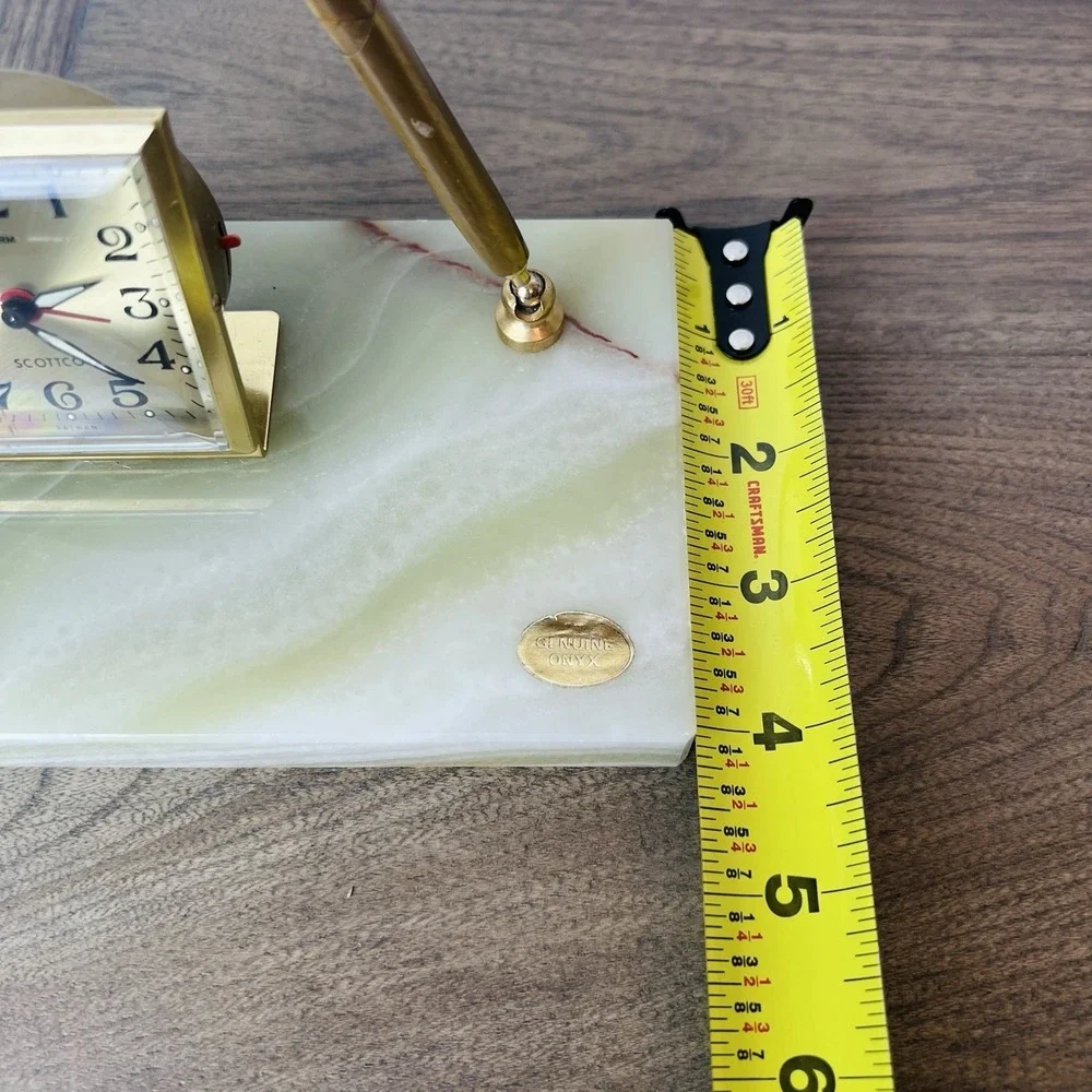VINTAGE Office SCOTTCO PEN SET Onyx Desk Alarm EQUITY Clock